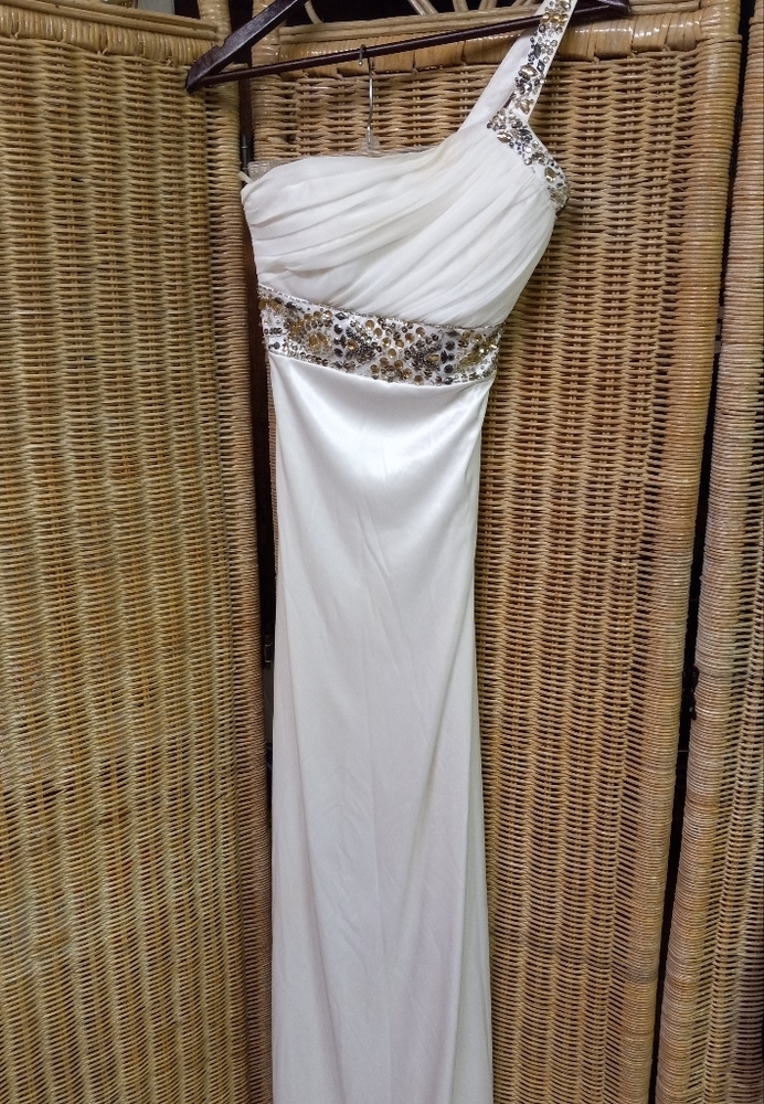 Sequin Hearts Formal Dress White Rhinestones Sequins Prom Homecoming Shower Sz 5